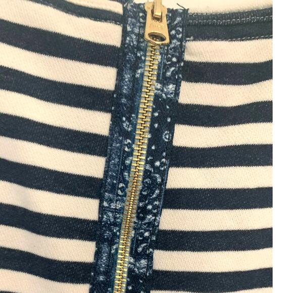 Abercrombie & Fitch Breton Stripe Shirt S Women’s Black White Zipper Nautical - Picture 5 of 5